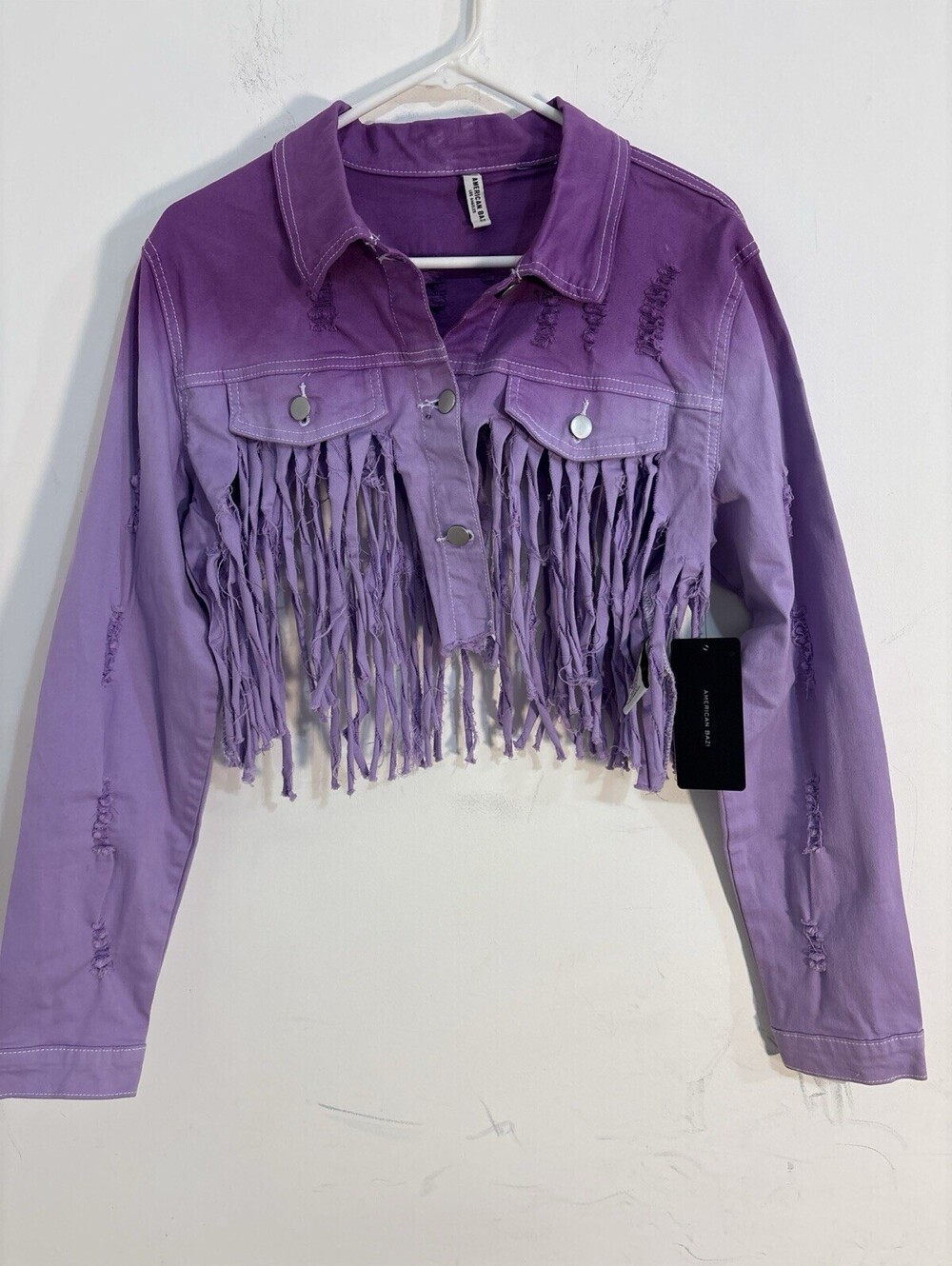 NWT American Bazi Fringe Cropped Lavender Jacket, Women’s Large , RJK-20179 New - Picture 1 of 11